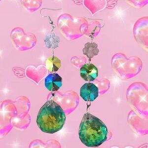 Iridescent Crystal Drop Earrings
